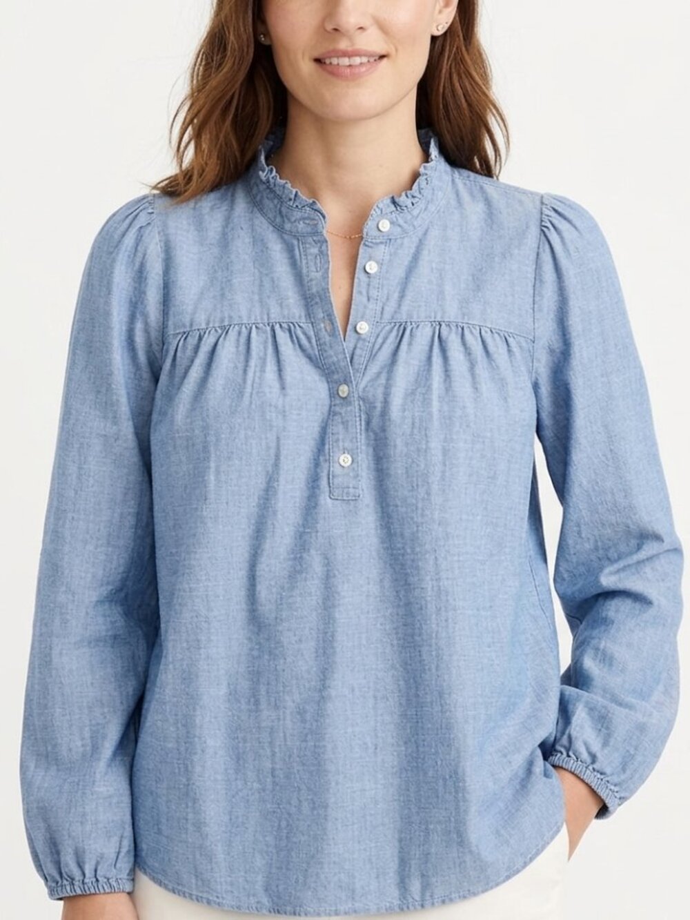 J Crew Ruffle Neck blouse Small